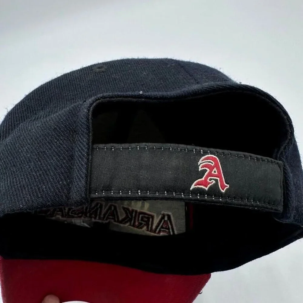 Adidas Hat University of Arkansas Strap‎ Back Script A Baseball Cap Black Red